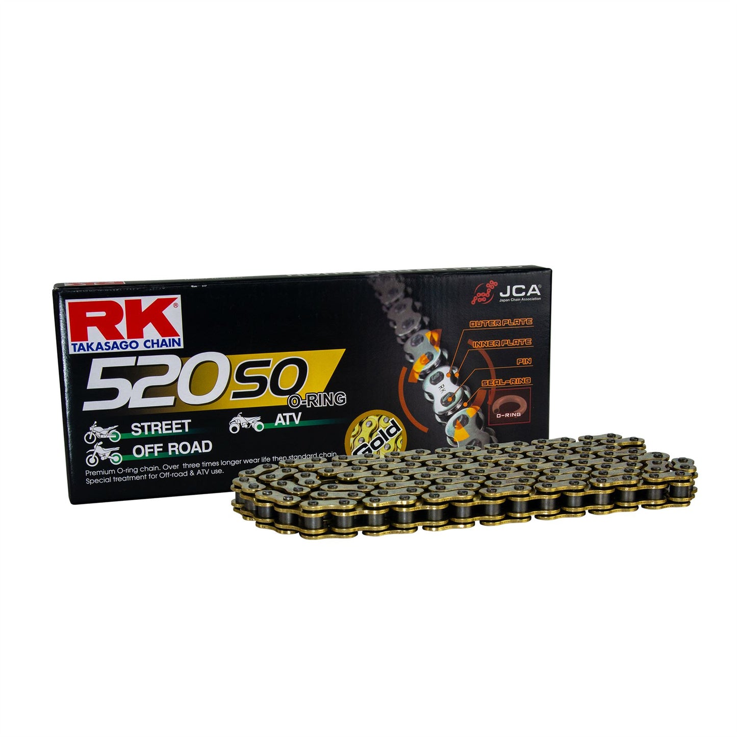RK GB520SO-116 Gold O-Ring Clip Link Chain - Off Road