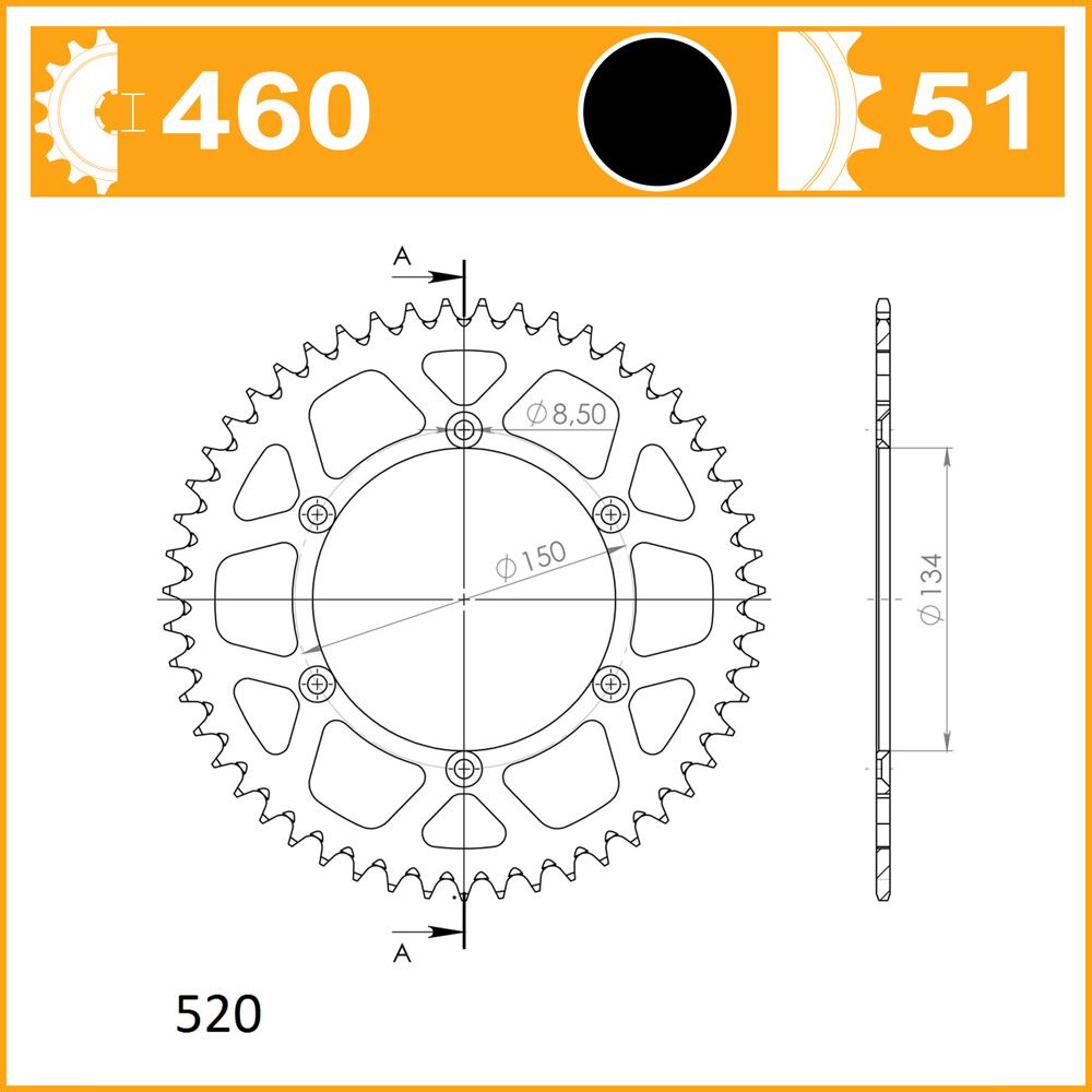SuperSprox Rear Alloy MX RAL-460-51-BLK