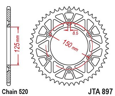 JT Racelite Aluminium Black Sprocket JTA897.48BLK