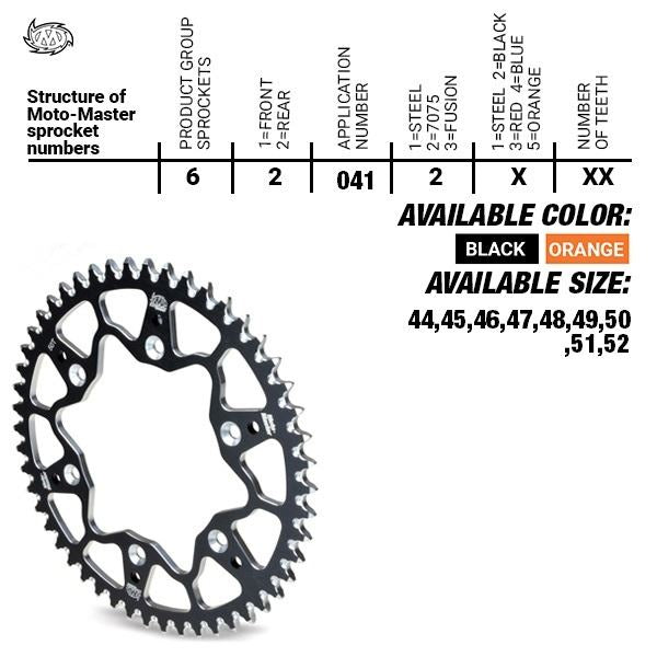 Moto-Master 7075 Alu Rear Sprocket - Orange - 420-49 - KTM/Hqv/GasGas 65SX TC65 MC65 2025