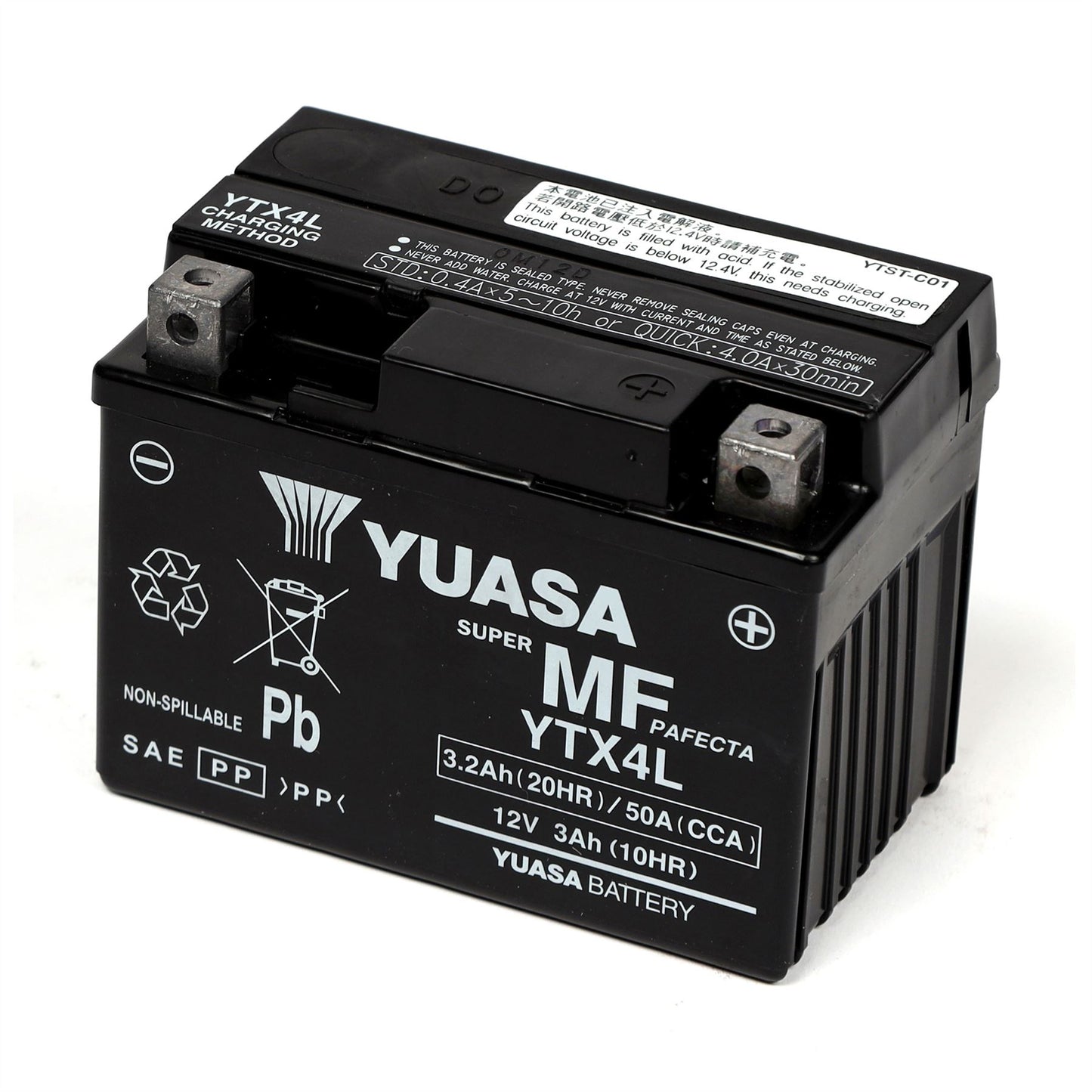 Yuasa YTX4L (WC) 12V Factory Activated MF VRLA Battery