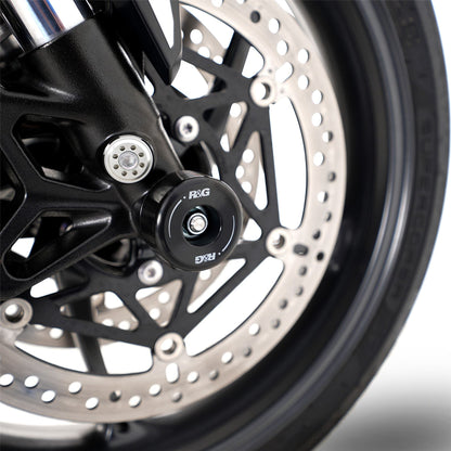 Fork Protectors for the Triumph Daytona 675 '13-, Daytona 660 '24-, Street Triple RX '15-, Street Triple R/RS 765 '17-/ Street Triple S 765 '17- '20, Daytona Moto2™ 765 '20- '24, Trident 660 '21- & Tiger 660 Sport '22- '24