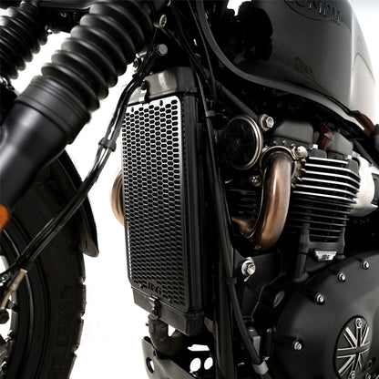 PRO Radiator Guard for Triumph Thruxton 1200, Thruxton 1200R, Street Cup '17-, Bonneville T120 '16-, Bonneville T100 '17-, Street Twin '16-, Speed Twin 1200 '19-'21, Scrambler 900 ’23- & Speed Twin 900 '22- '24