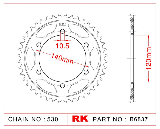 Sprocket Rear RK-B6837-42 JTR499 Afam 16603