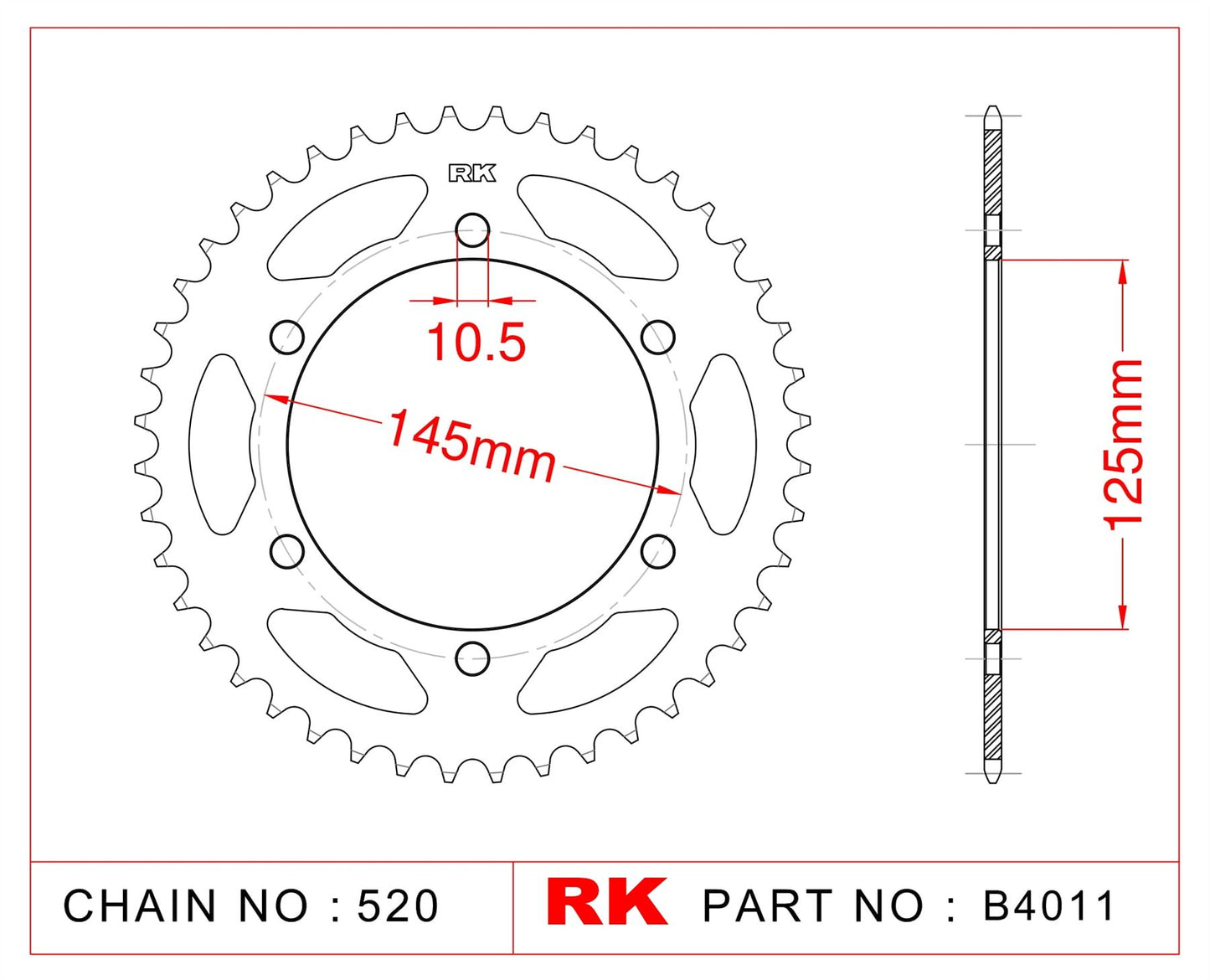 Sprocket Rear RK-B4011-45 JTR855 Afam 12305