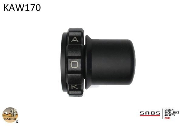 Kaoko Throttle Stabilizer for Kawasaki ZX-6R (ZX636-B1), Z1000 '10-, ZX-6R '16- '24, Z300 '16-, ZX-7R '91-'96, ZH2 '20- & ZX-4R(R) (SE) ’23- '24 (models with parallel 30mm OD bar end weights).