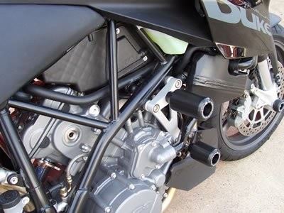 Crash Protectors - Classic Style for KTM 950 Supermoto, 950 Supermoto R, 990 Super Duke, 990R Super Duke, 990 Supermoto '08 and 990 SMT. Select Colour: Black - BL