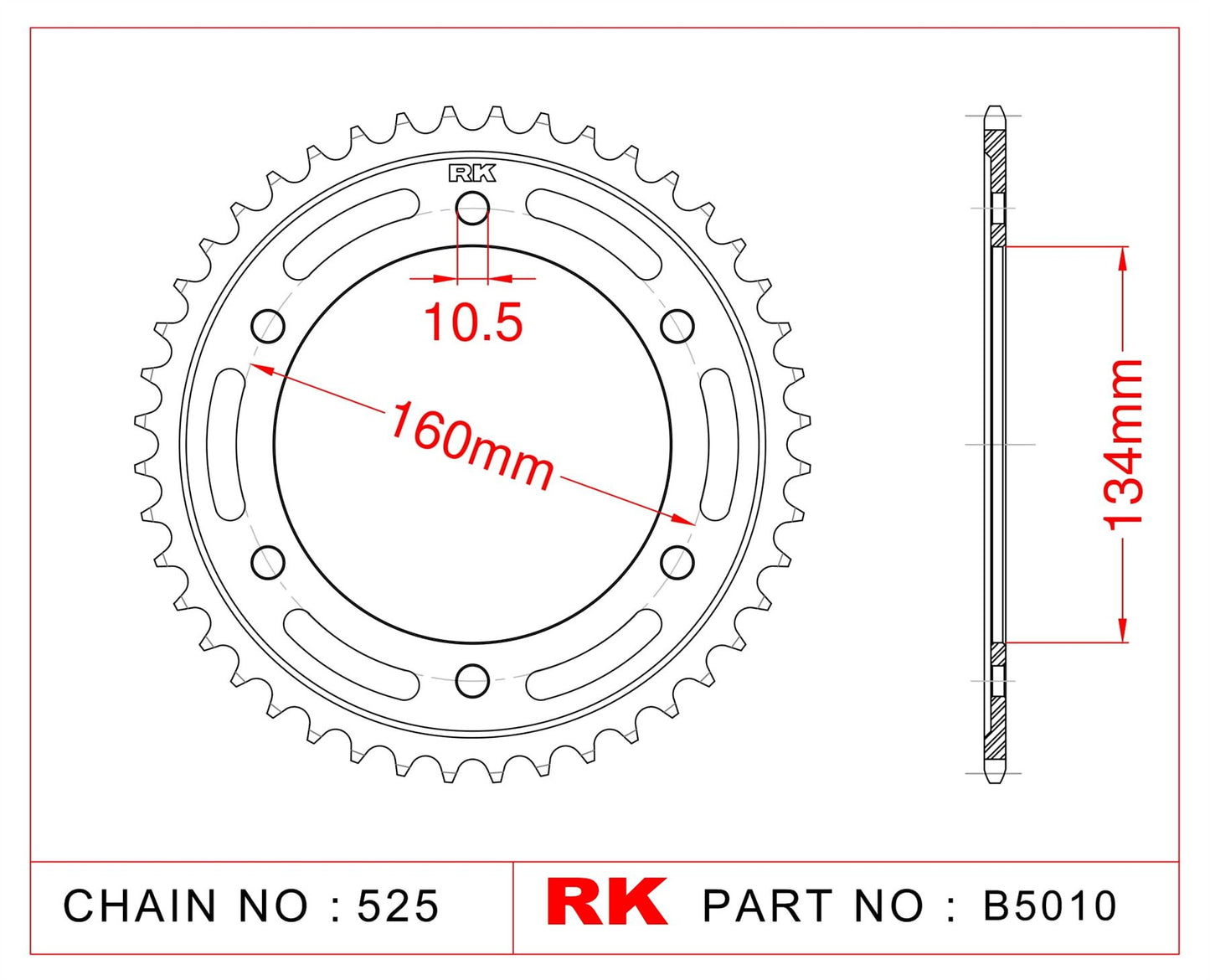 Sprocket Rear RK-B5010-40 JTR1317 Afam 10617