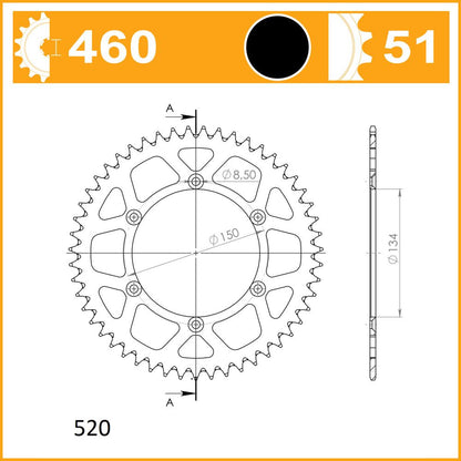 SuperSprox Rear Alloy MX RAL-460-51-BLK