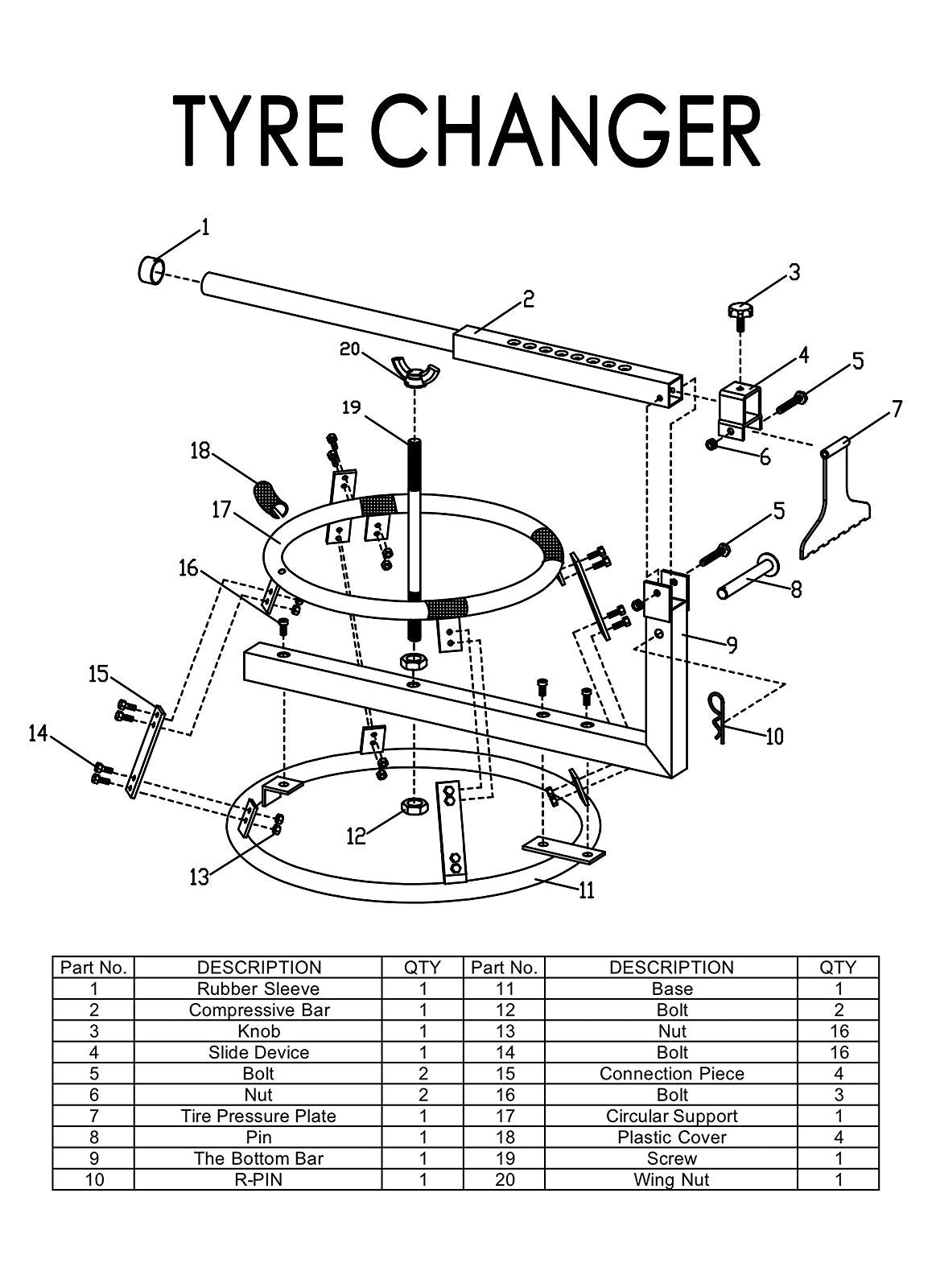 BikeWorkshop JL-C03003 Workshop manual tyre changer 15-21 wheels