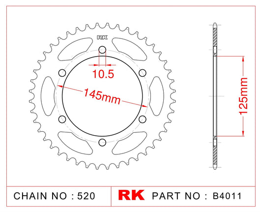 Sprocket Rear RK-B4011-46 JTR855 Afam 12305