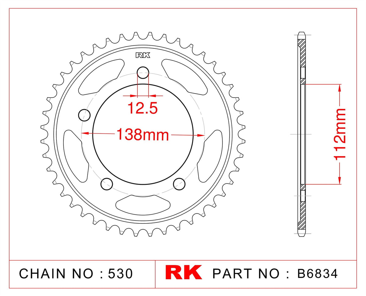 Sprocket Rear RK-B6834-42 JTR302 Afam 10508
