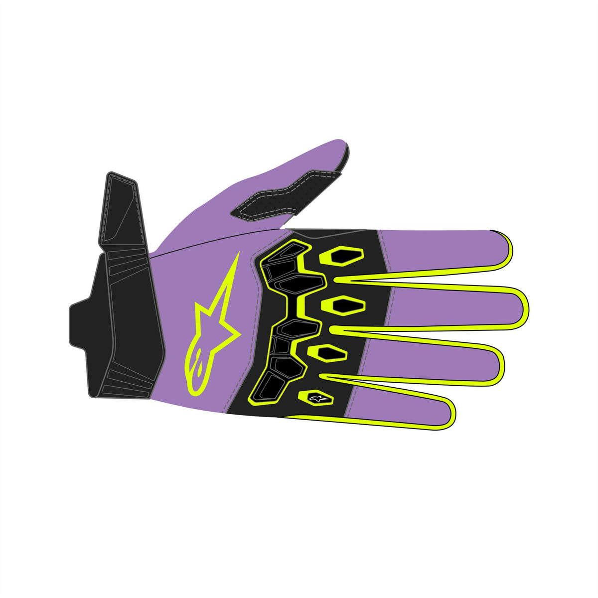 Alpinestars Youth & Kids Full Bore V2 Gloves Purple Yellow Fluo - L