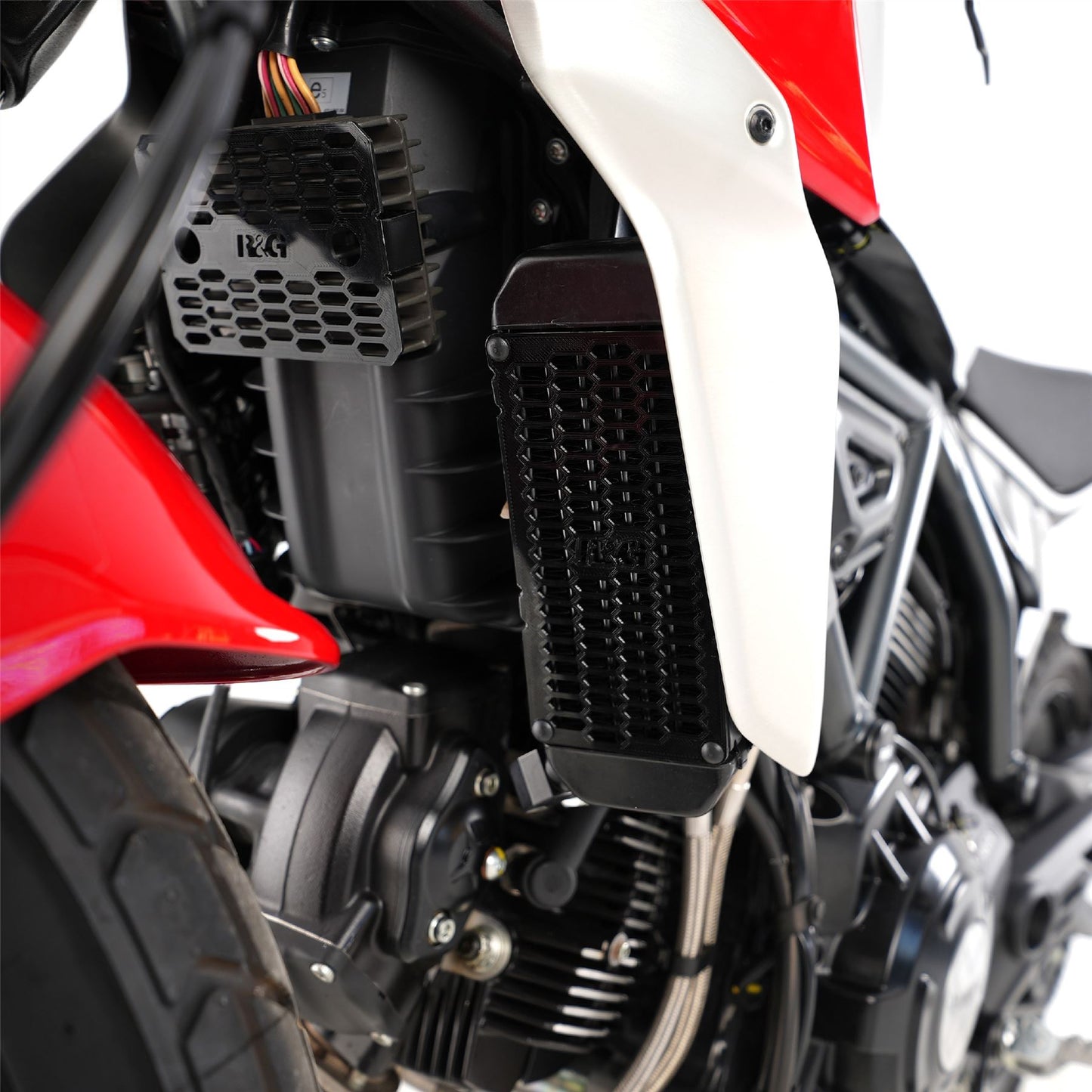 PRO Oil Cooler Guard for Ducati Scrambler Icon, Nightshift & Full Throttle '23-, Scrambler Icon '15-'20, Desert Sled '17-'21, Scrambler Flat Track Pro '16 & '19, Scrambler Classic '15-'20, Monster 797 '17-'18 & Scrambler Urban Enduro '15-'17 Colour Finish