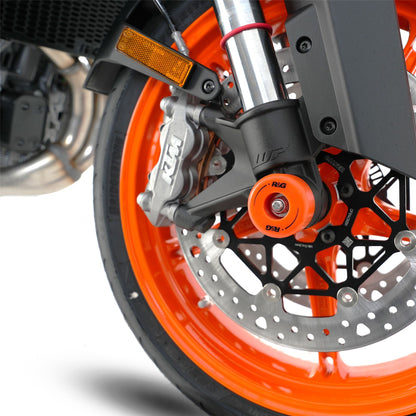 Fork Protectors for KTM 790 Duke '18-, 990 Duke 2024 /950 Superduke, SuperMoto '20-, 890 Duke R '20- '24 & CFMoto 800NK '23- models Colour:: Black