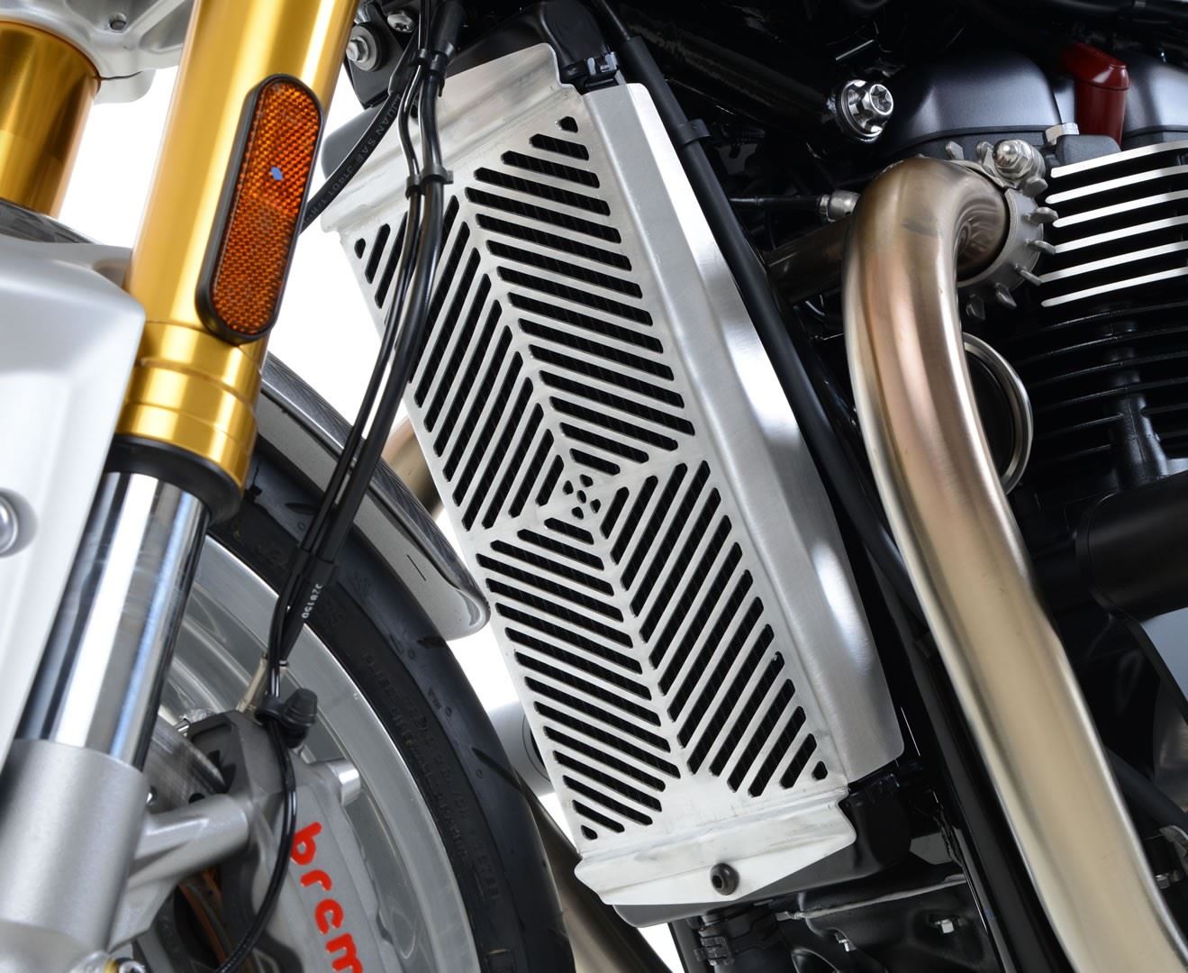 Stainless Steel Radiator Guard for the Triumph Thruxton 1200/R '16-, Speed Twin 1200 '19-'21, Scrambler 900 ’23- & Speed Twin 900 '22- '24