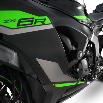 Aero Style (Non-Drill) Crash Protectors for Kawasaki ZX6-R 2024 Colour: Black