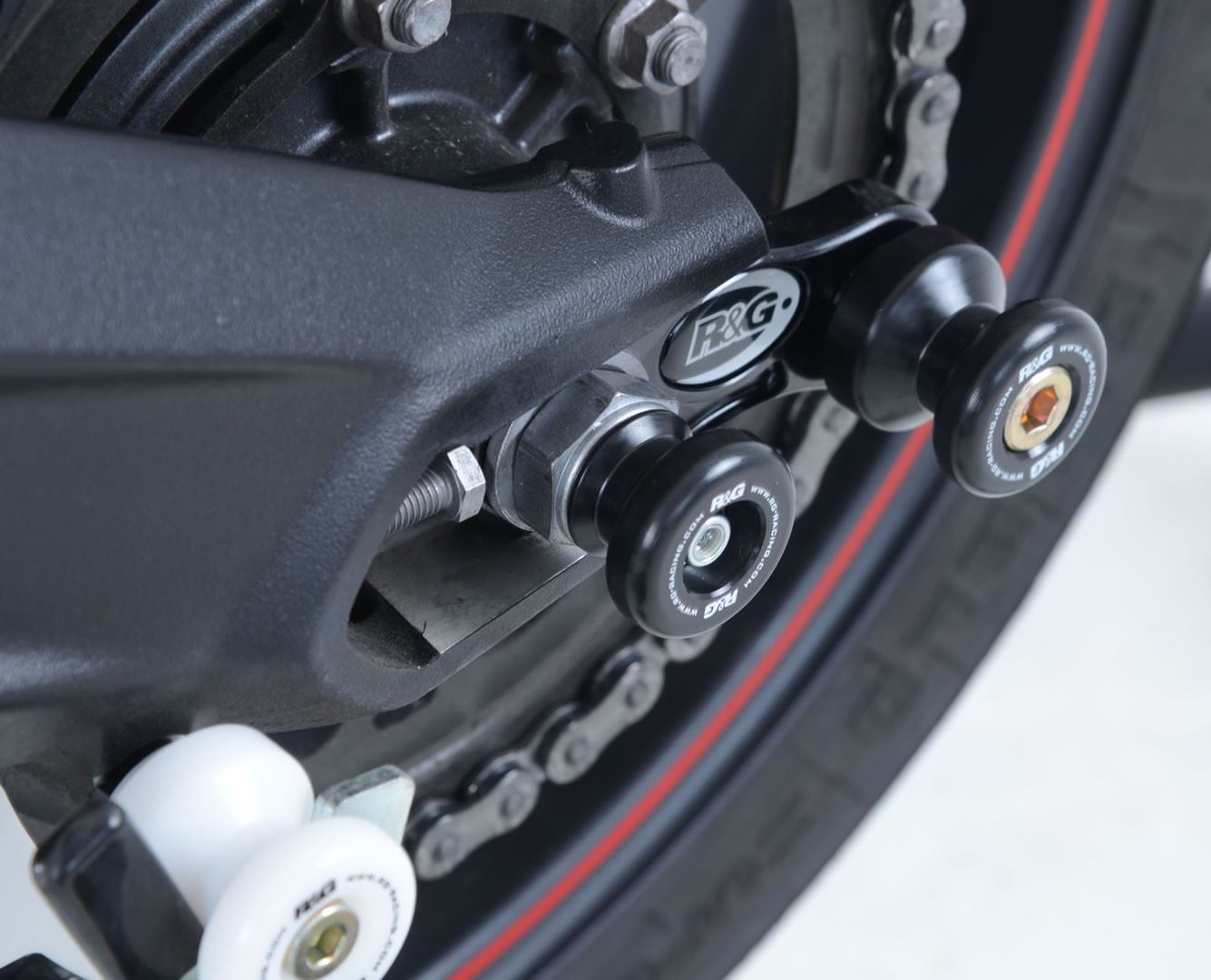 Spindle Sliders for Triumph Daytona 675, Triumph Daytona Moto2™ 765 '20-, Street Triple '07- and Street Triple R '08- models.