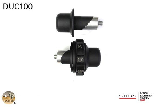 Kaoko Throttle Stabilizer for Ducati 748/848/916/996/998/999/1098/1198, Streetfighter/S , Multistrada 1200/S '10-, Monster 1100 ABS '10-, SCRAMBLER Monster 696 '13- & Desert Sled '18-. Including matching LHS BE in black finish. For Models with 16,8m