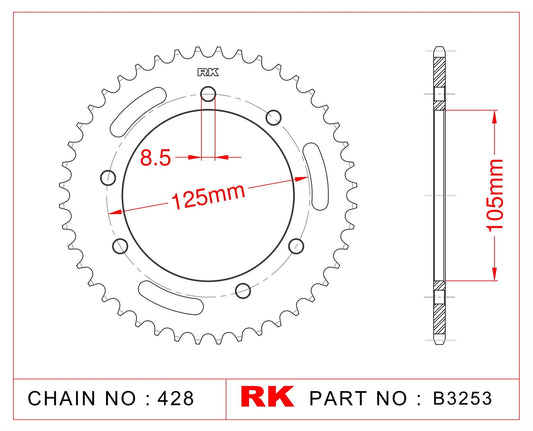 Sprocket Rear RK-B3253-54 JTR1134 Afam 47200