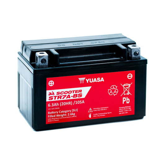 Yuasa STR7A-BS (CP) 12V MF VRLA Scooter Battery