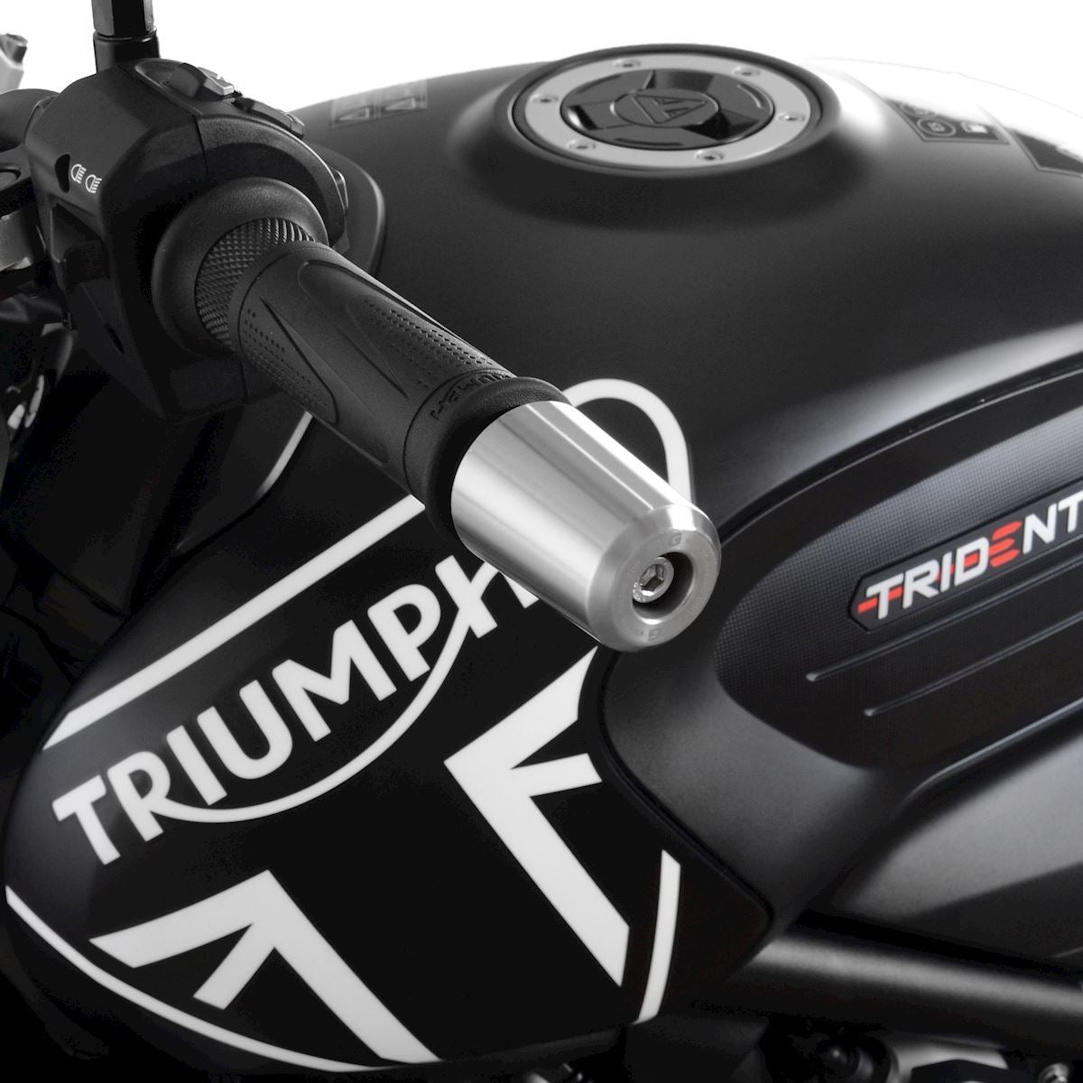 R&G Stainless Steel Bar Ends for the Triumph Trident 660 '21-, Daytona 660 '24-,  Speed Triple 1200 RS '21- (without bar end mirrors) & Royal Enfield Continental GT 650 ’19-
