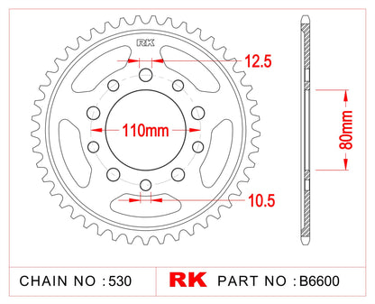 Sprocket Rear RK-B6600-42 JTR1334 Afam 10605 530 pitch