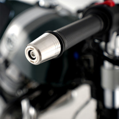 R&G Stainless Steel Bar Ends for the Triumph Trident 660 '21-, Daytona 660 '24-,  Speed Triple 1200 RS '21- (without bar end mirrors) & Royal Enfield Continental GT 650 ’19-