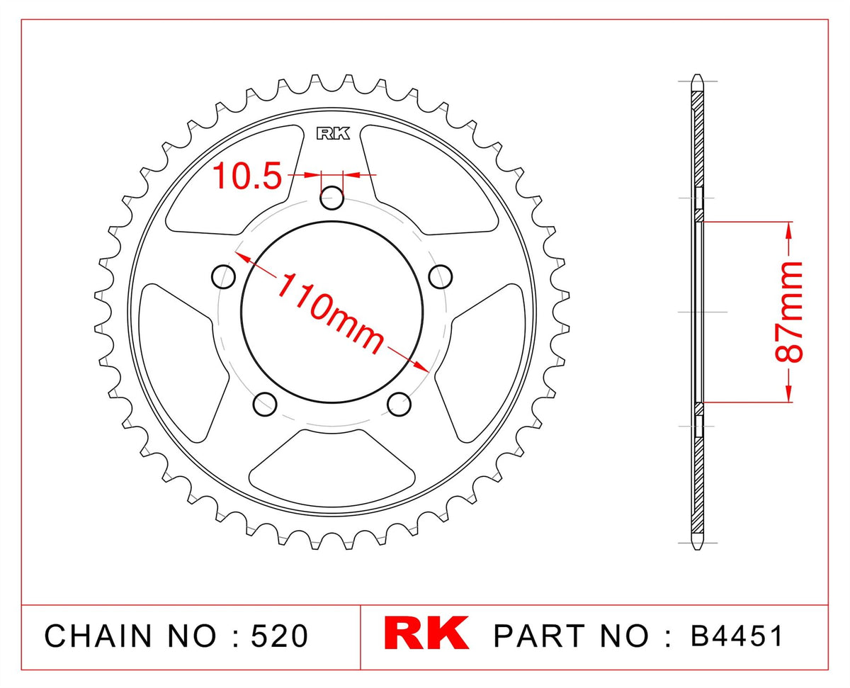Sprocket Rear RK-B4451-46 JTR823 Afam 14405