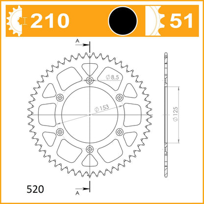 SuperSprox Rear Alloy MX RAL-210-51-BLK