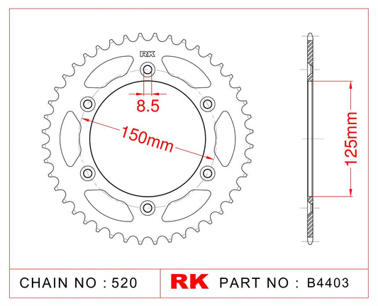 Sprocket Rear RK-B4403-50 JTR 897-50 Afam 71304