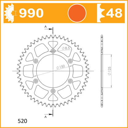 SuperSprox Rear Alloy MX RAL-990-48-ORG