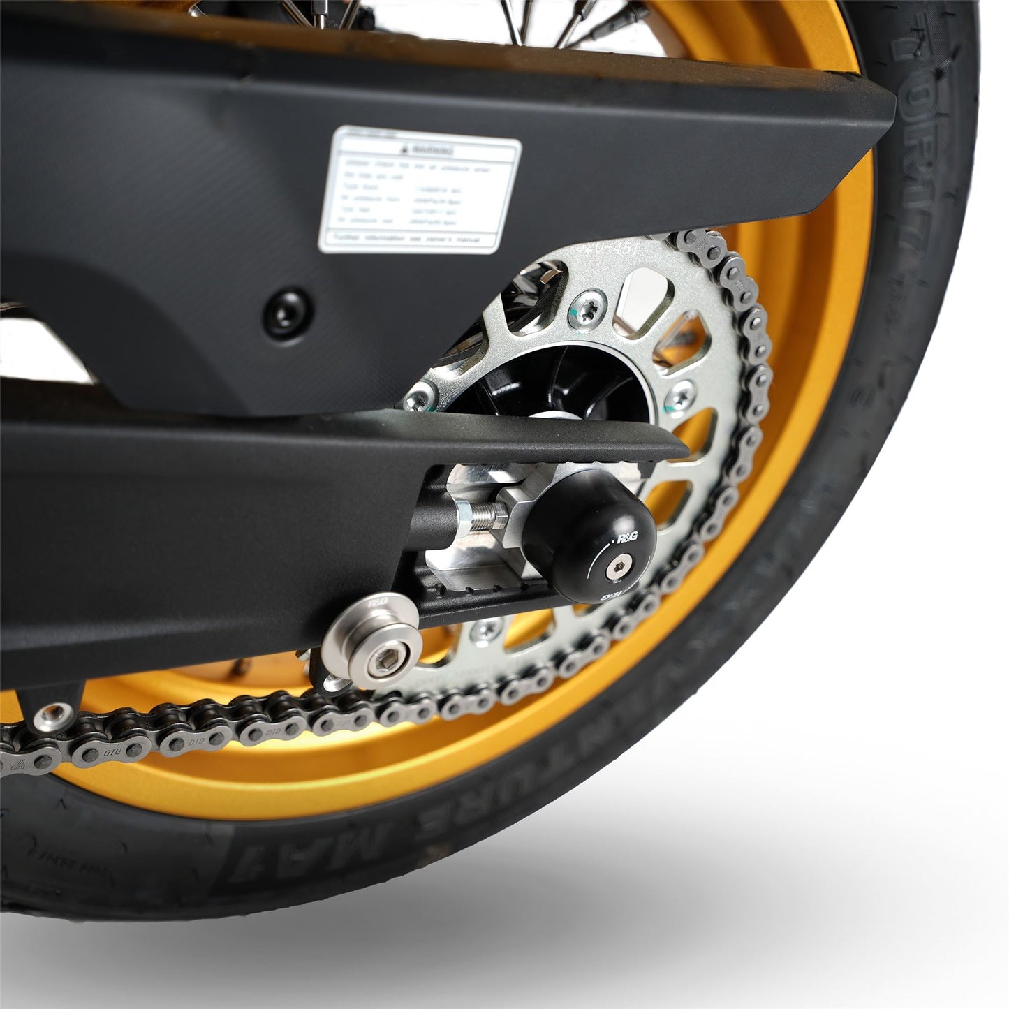 Swingarm Protectors for the KTM 790 Duke '18-, 790 Adventure '19-, 890 Duke R '20- '24, 890 Adventure '20-'22, 1290 Super Adventure (R) '21- '24 & 890 SMT '23- '24, CFMoto 800MT Sport / Touring / Explore '22-& 800NK '23- Colour: Black