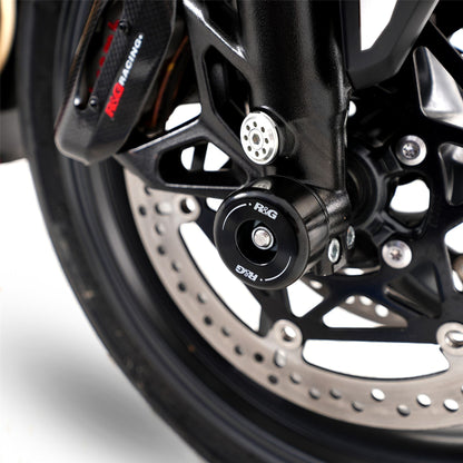 Fork Protectors for the Triumph Daytona 675 '13-, Daytona 660 '24-, Street Triple RX '15-, Street Triple R/RS 765 '17-/ Street Triple S 765 '17- '20, Daytona Moto2™ 765 '20- '24, Trident 660 '21- & Tiger 660 Sport '22- '24
