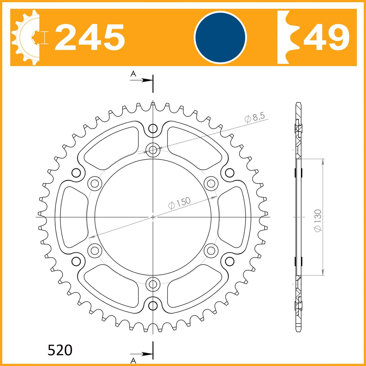 SuperSprox Rear Stealth RST-245-49-BLU
