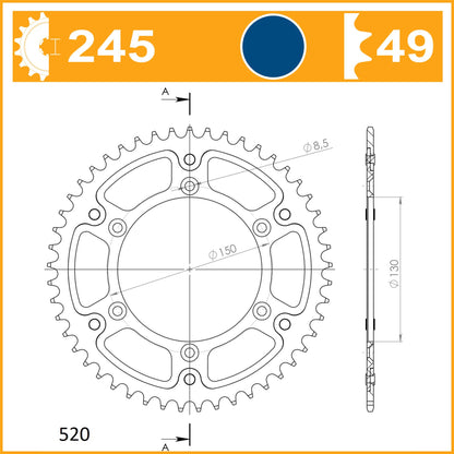SuperSprox Rear Stealth RST-245-49-BLU