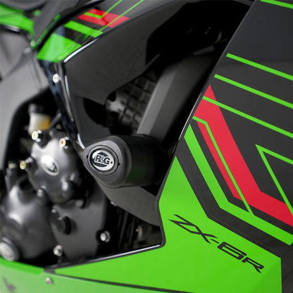 Aero Style (Non-Drill) Crash Protectors for Kawasaki ZX6-R 2024 Colour: Black