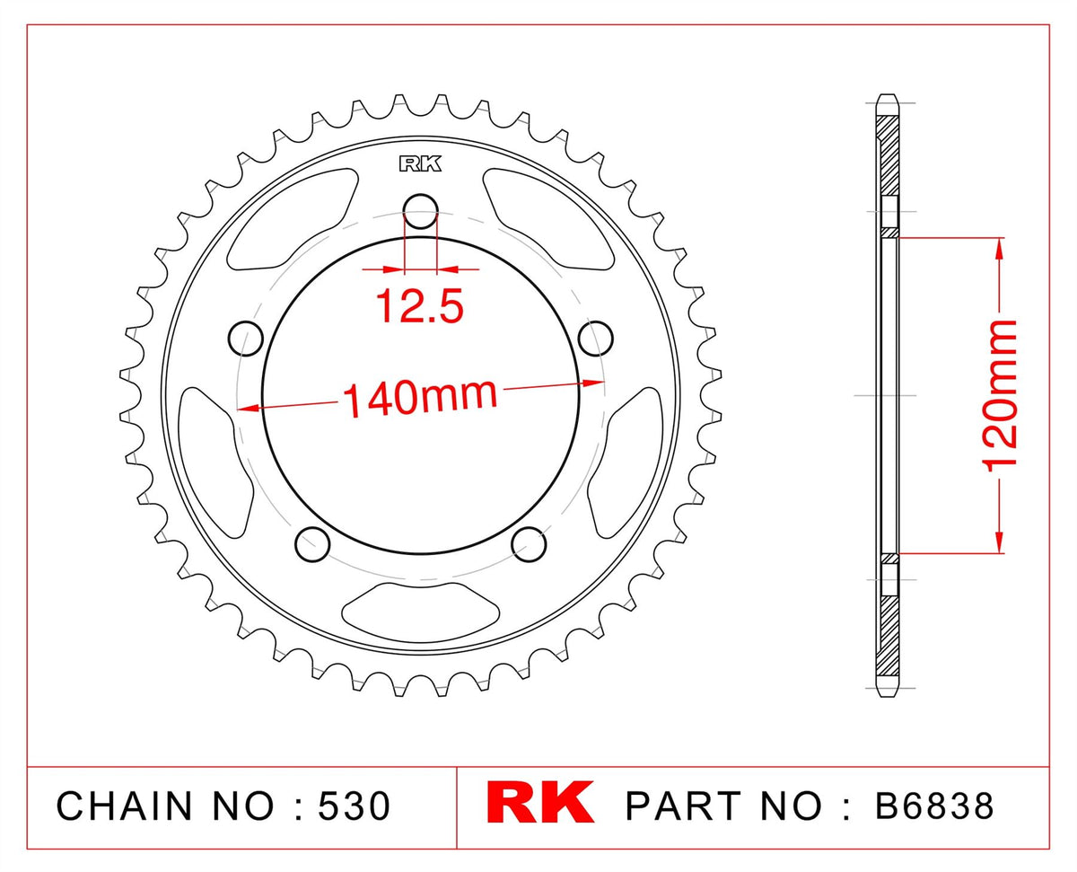 Sprocket Rear RK-B6838-41 JTR1797 Afam 14911
