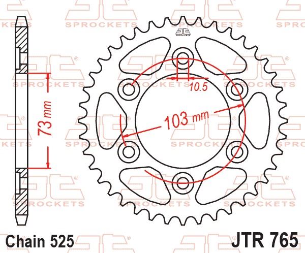 JT Rear Sprocket JTR765.42 Zinc Black Coating