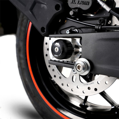 Swingarm Protectors for the KTM 790 Duke '18-, 790 Adventure '19-, 890 Duke R '20- '24, 890 Adventure '20-'22, 1290 Super Adventure (R) '21- '24 & 890 SMT '23- '24, CFMoto 800MT Sport / Touring / Explore '22-& 800NK '23- Colour: Black
